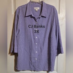 CJ Banks Lavender Button-Front Shirt - Women's
